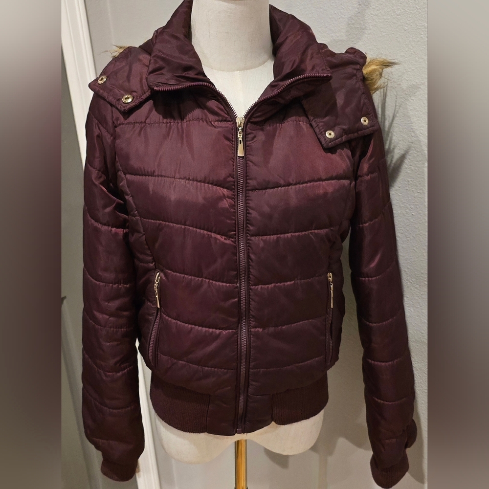 Women's Burgundy Puffer Jacket